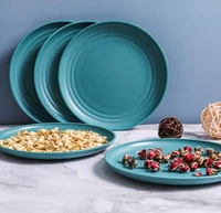 48pcs plastic plates tableware dinner plate dish eco friendly trigo palha jantar placas ins solid color creative features
