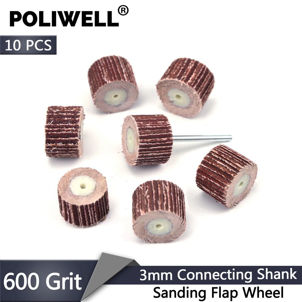Шлифовальный диск POLIWELL 10 шт. 600 зернистость Шлифовальная головка с хвостовиком 3