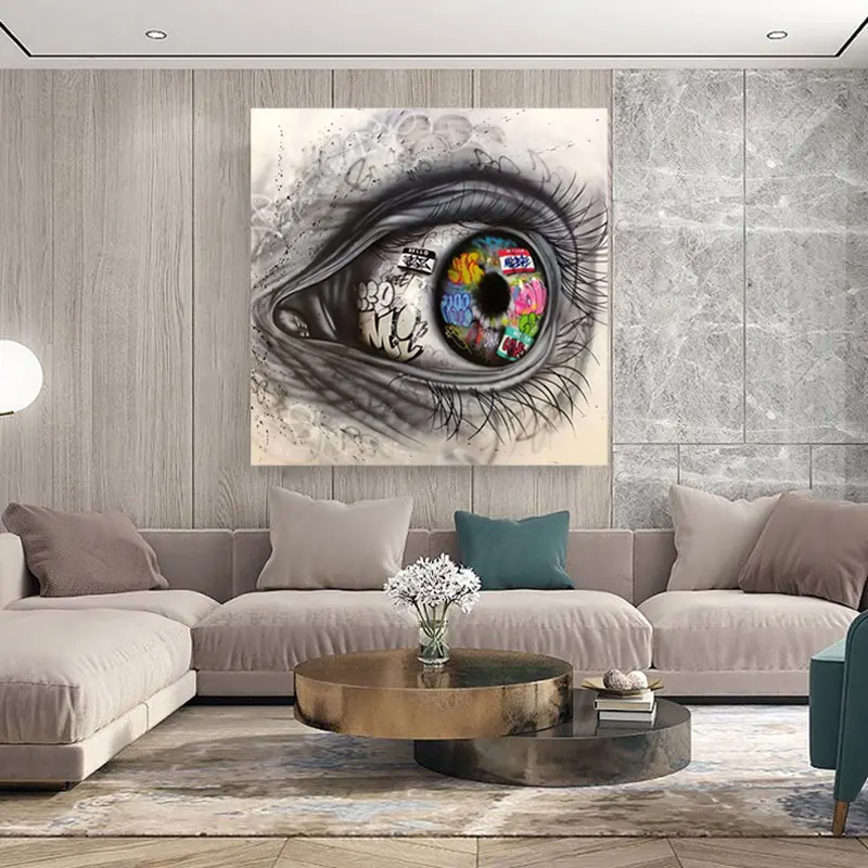 

Street Graffiti Wall Art Canvas Painting Abstract Art Colorful Eye Posters and Prints Living Room Decoration Wall Pictures