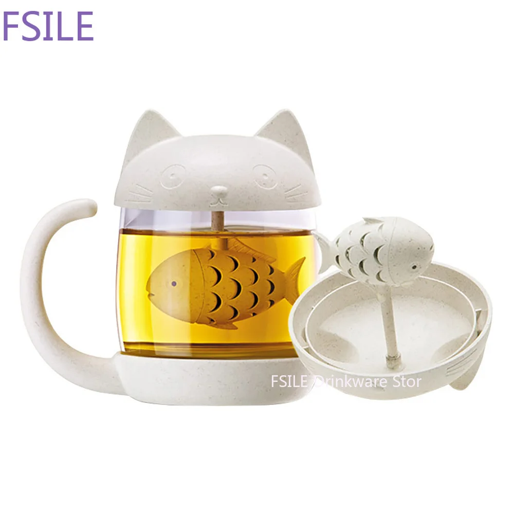 Кружка для кошек стеклянная чашка чая с фильтром креативный Чайный фильтр чайный