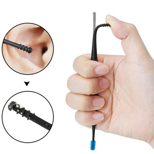 1 шт Мягкий силиконовый двойной головкой уха Палочки уха Чистый инструмент с двойным концом уха Палочки ушной серы кюретка для удаления Ушная палочка спираль дизайн