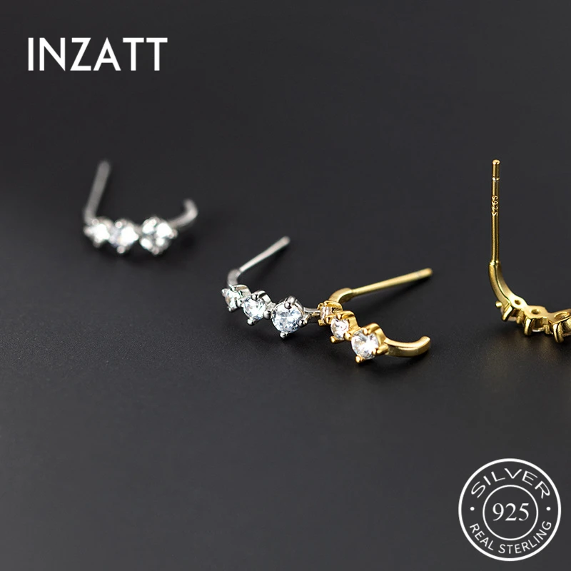 

INZATT реальные 925 Стерлинговое Серебро Циркон в форме сердца в виде капли воды, серьги гвоздики для женщин, модные женские вечерние минималист...