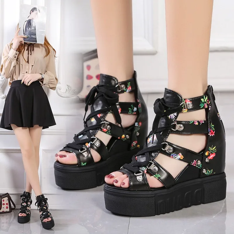 

Sandals 2021 Summer Style Roman Sandals High-heeled Color Cross Straps Women's Shoes 12cm Super High Heel Wedge Fish Mouth