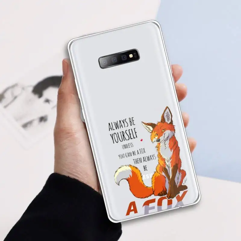 

Red fox cute animal snow Phone Case Transparent For Samsung Galaxy A 71 21s S note 8 9 10 plus 20 ultra