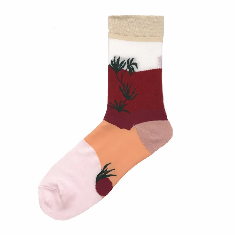 socks 16 Kawaii/женские носки с цветочным рисунком; милые женские носки с абстрактным принтом; хлопковые короткие креативные носки с животными; теплые забавные зимние носки до щиколотки - Цвет: socks 16