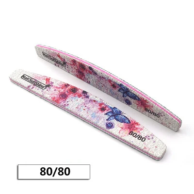 80-100pcs 100 шт./лот серого цвета для девочек с цветочным рисунком, Пилочки для ногтей двусторонняя пилочкой для ногтей акрил гель 100 180 150 240 320 Грит выносливость файлов и Полировщики для ногтей, HJ57676 - Цвет: 80-100pcs