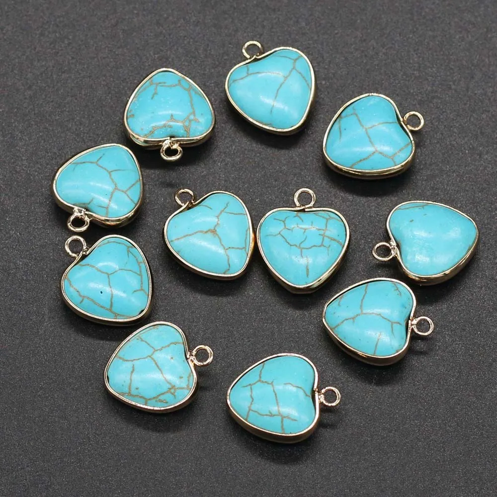 

New Style Natural Stone Pendant Hear-shaped Blue Turquoises Pendant For Jewelry Making DIY Necklace Bracelet Earrings Accessory