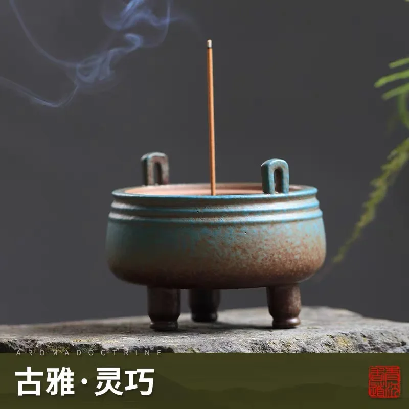 

Керамическая тарелка-курильница для ароматерапии, курильница из сандалового дерева с тремя блестками, креативный курильница для зажигания...