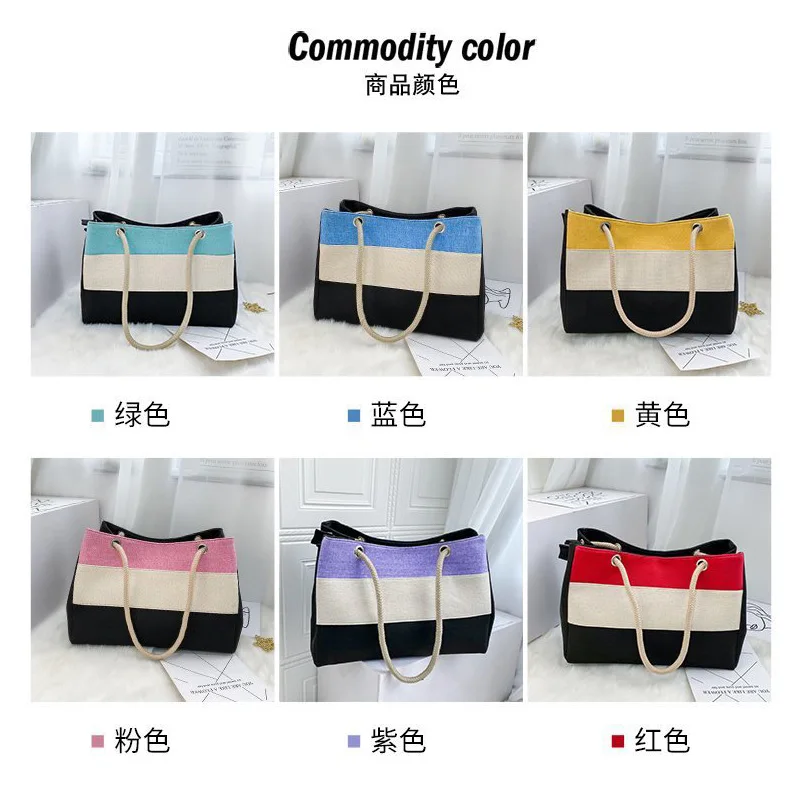 

Canvas Totes Purses and Handbags for Women 2021 Girls Female Shopper Casual New Hot Fashion Large Capacity Color Gradient Wallet
