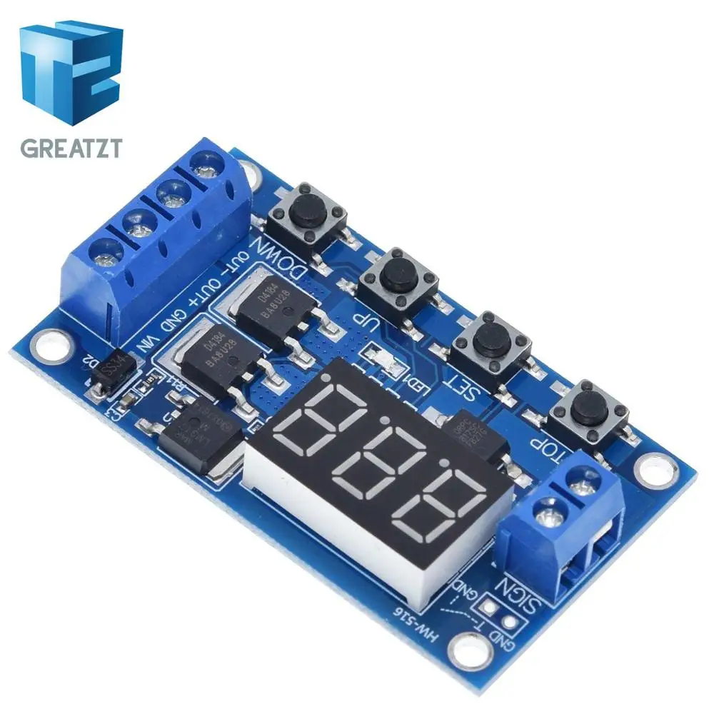 GREATZT цикл запуска Таймер задержки Переключатель 12 24V монтажная плата двойной МОП