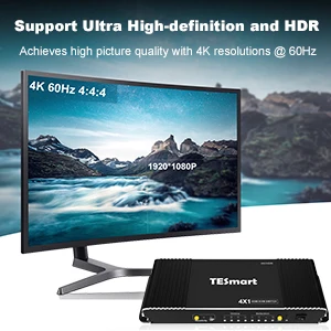 TESmart высокое качество 4 порта USB KVM HDMI переключатель с дополнительным USB 2,0 порт Поддержка 4K*2K(3840x2160) 2 шт 5ft HDMI Кабели