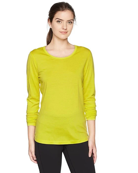 Женская футболка из мериносовой шерсти гибкая с длинными рукавами и вырезом