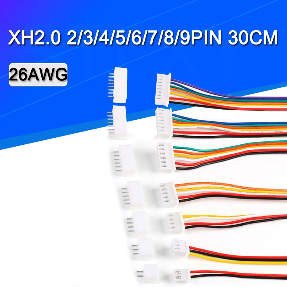 10PCS=5Sets JST XH2.54 XH 2.54mm Wire Cable Connector 2/3/4/5/6/7/8/9/10 Pin Pitch Male Female Plug Socket 30CM Wire 26AWG