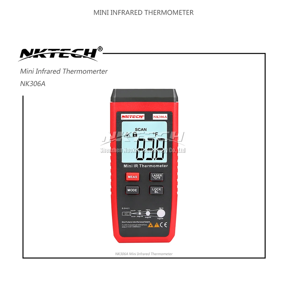 Цифровой инфракрасный термометр NKTECH NK306A Мини ЖК тестер 35 ~ 300/ 31 572F ИК измеритель