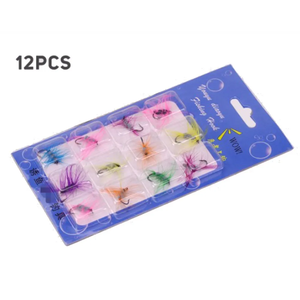 

12Pcs Fishing Bait Flies Insects Different Styles Of Salmon Trout Single Dry Fly Fishing Bait Fishing Tackle Bait