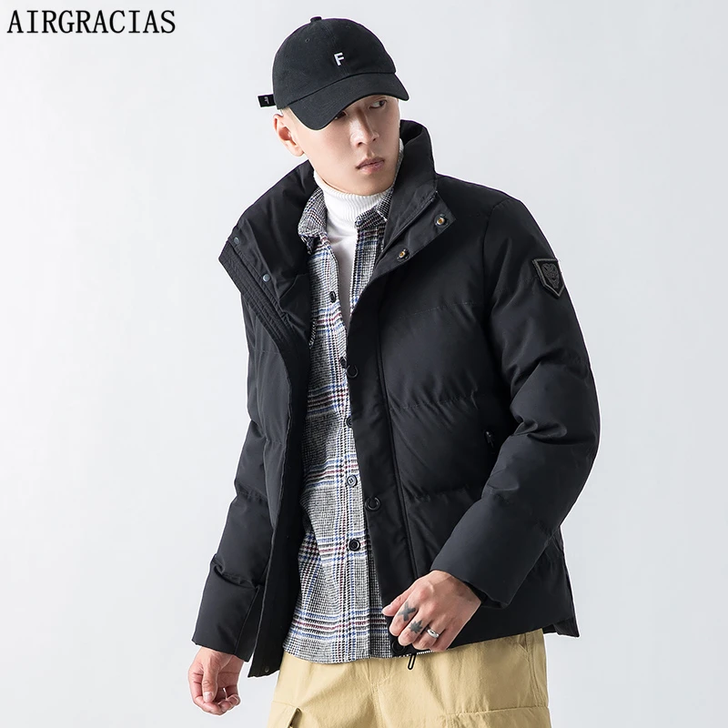 AIRGRACIAS 2019 Теплая мужская зимняя однобортная куртка ветрозащитная парка