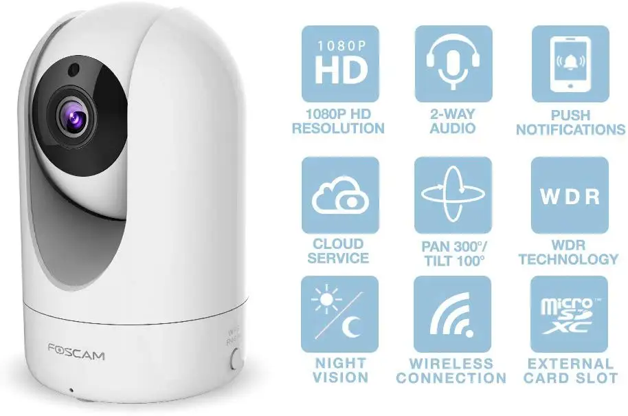 Foscam R2 1080P 2,0 MP FHD Беспроводная P2P IP камера наблюдения с 26 футов ночного видения wifi IP камера