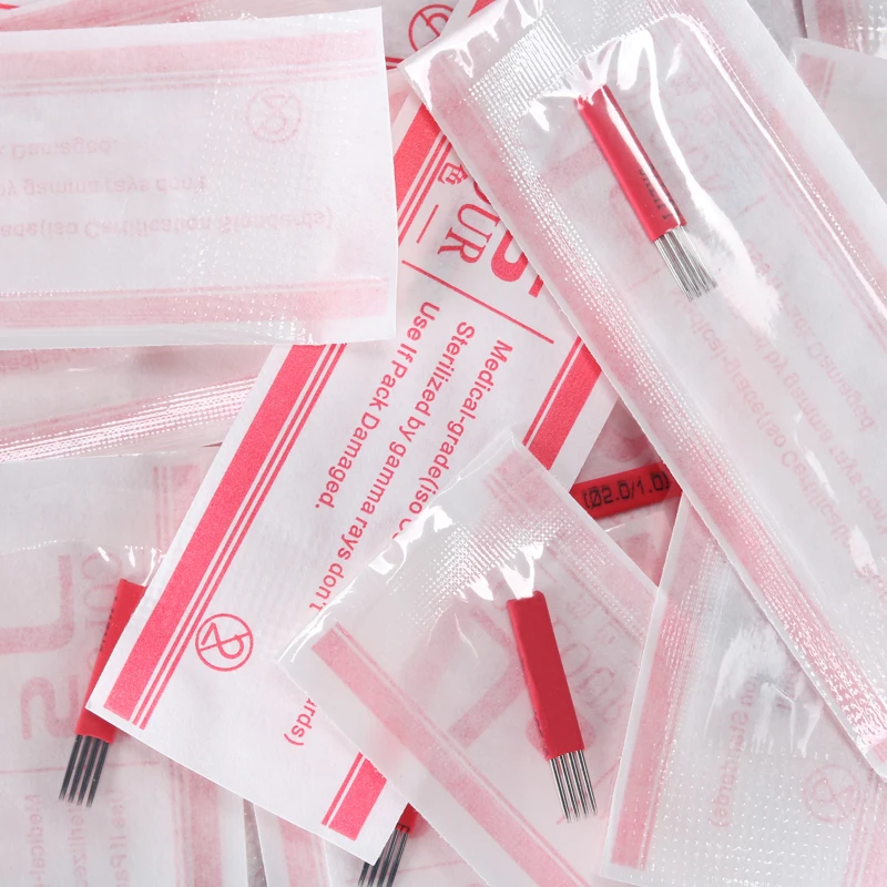 

100pcs Shading Needle Microblading 12 Pins with 4 Raws R3 Round Needles Eyebrow Microblading Ttebori Blade Accesories