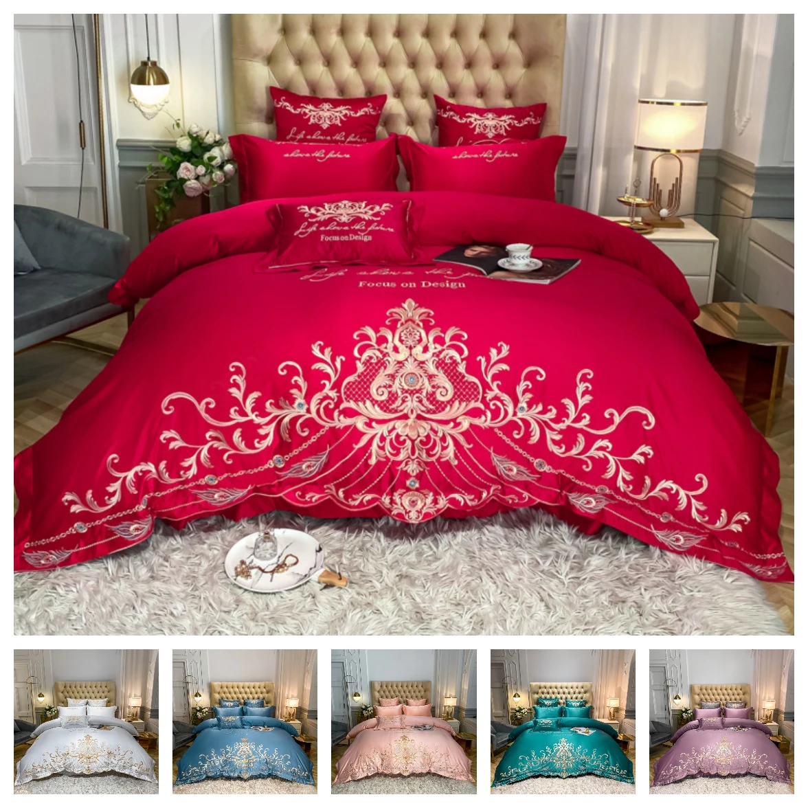 

Luxury 4pcs High Quality Bedding Set Solid Duvet Cover Set 1 Quilt Cover + 1 Flat Sheet + 2 Pillowcases Queen King