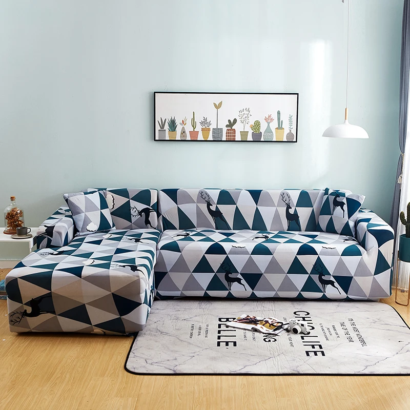 Чехол для дивана универсальный эластичный с геометрическими узорами |