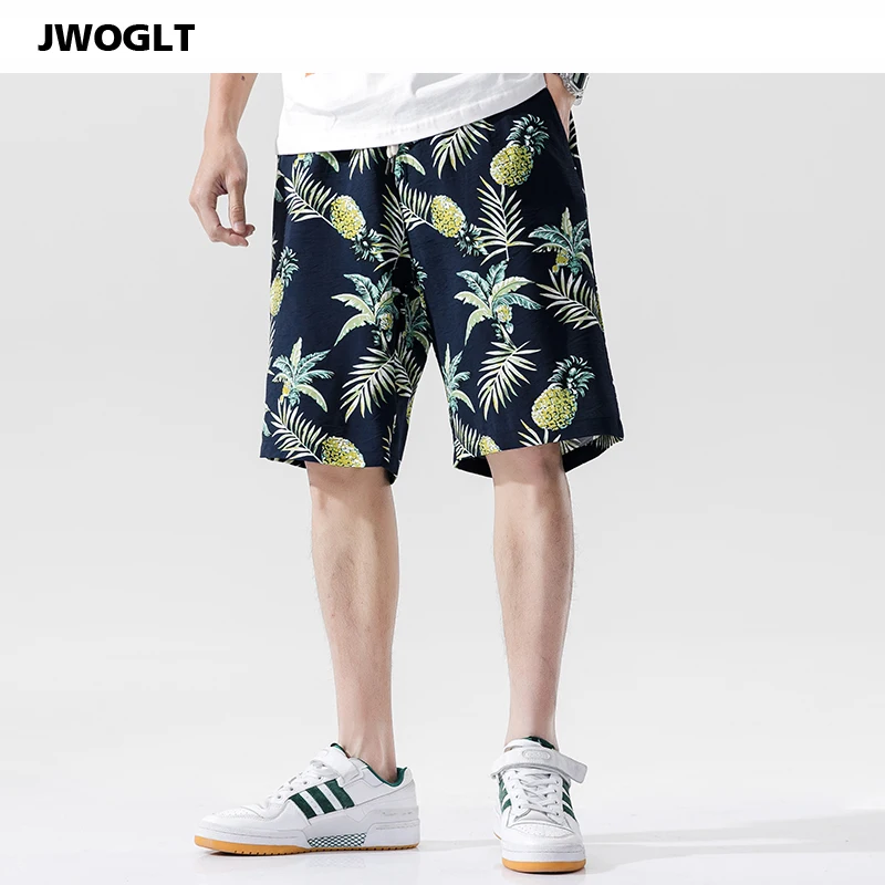 Мужские пляжные шорты-бермуды летние свободные шорты с принтом тропического
