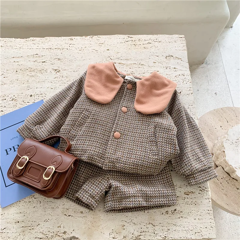 

Bear Leader/комплект детской одежды для девочек; Коллекция 2021 года; Сезон Зима; Модное вязаное пальто с длинными рукавами и лацканами и шорты; Дет...