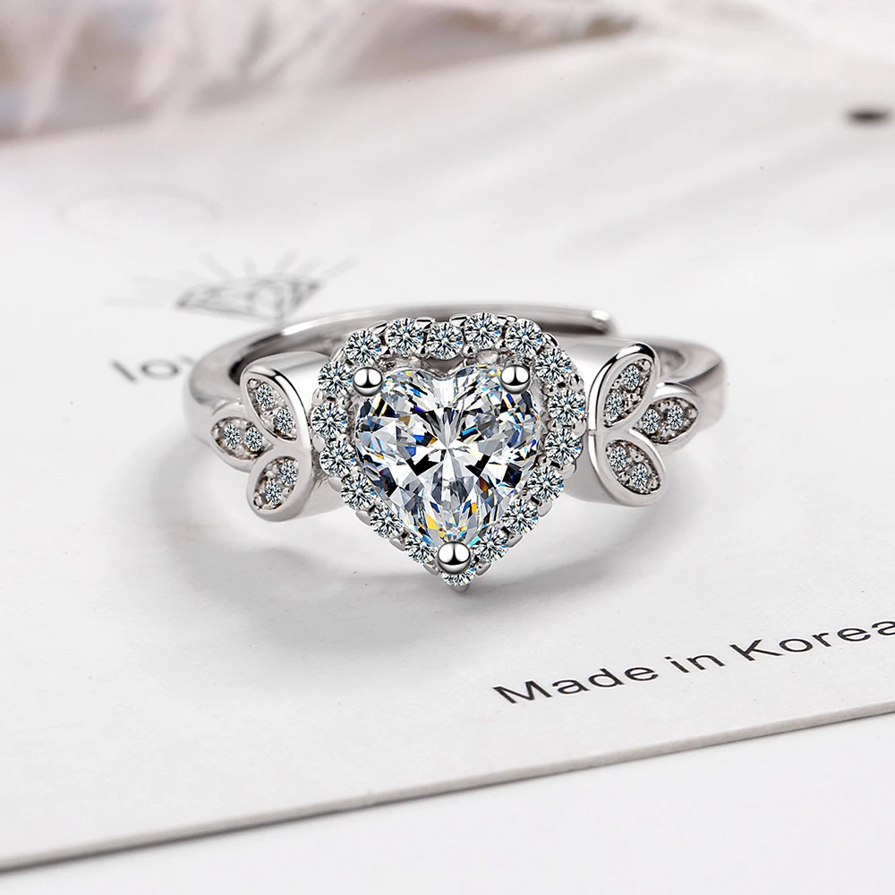 

Luxury Wedding Ring Jewelry New Moissanite Heart Crystal 925 Silver Ring for Women Wedding Bands for Couple