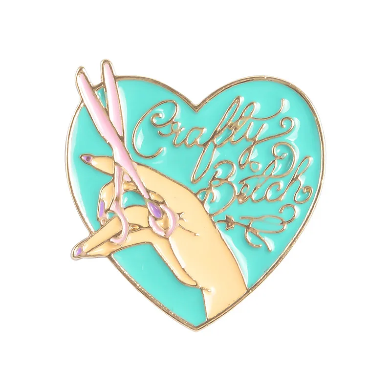 

Love Modeling Scissors Figure Cartoon Pins Denim Shirt DIY Accessories Badge Brooch