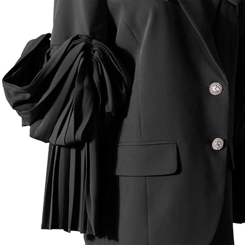 

Retro Suit Jacket Women's spring 2021 New Korean Pleated decoration Version Loose Waist all-match Blouse