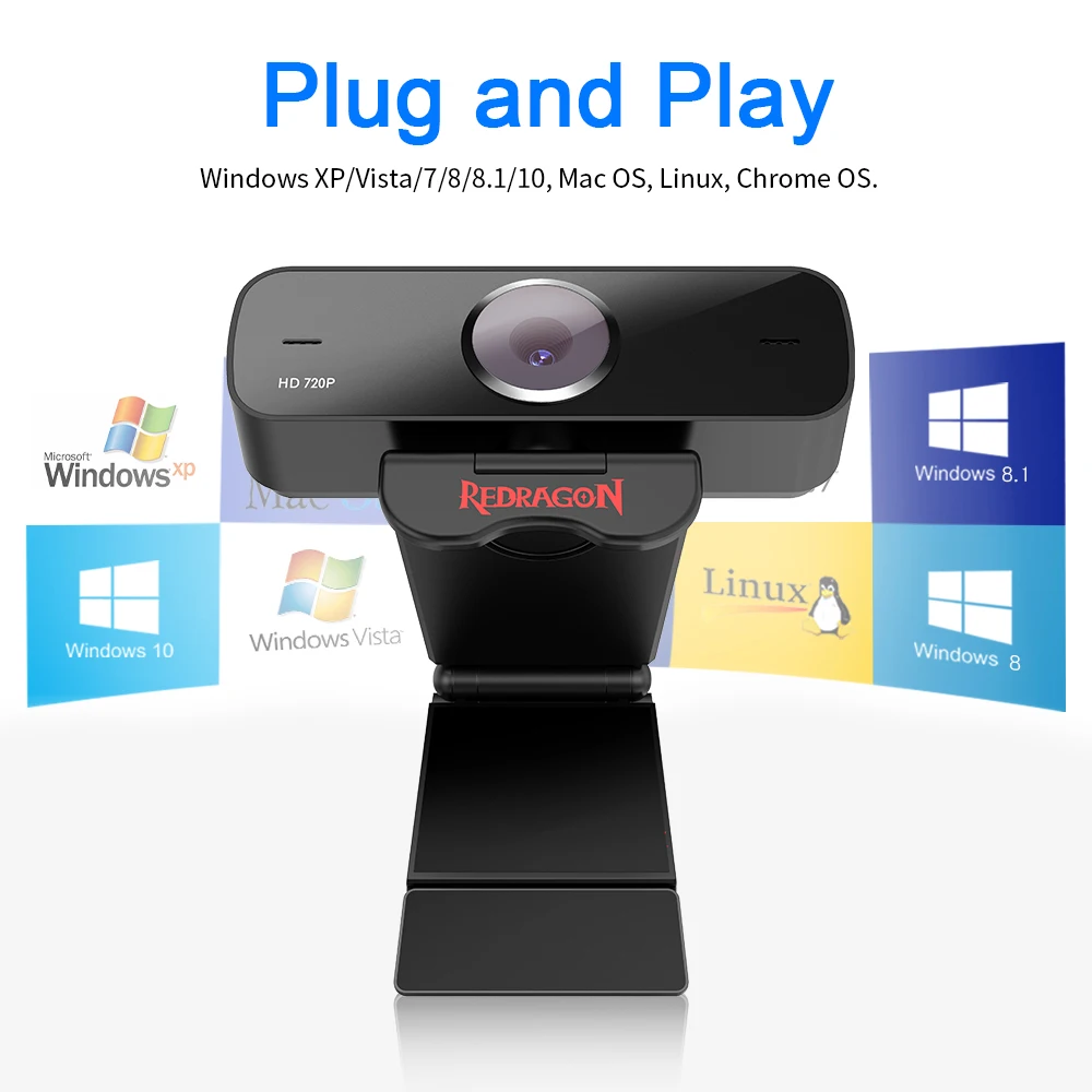 

GW600 Fobos USB HD Webcam Built-in Microphone Smart 1280 X 720P 30fps Web Cam Camera for Desktop Laptops PC Game