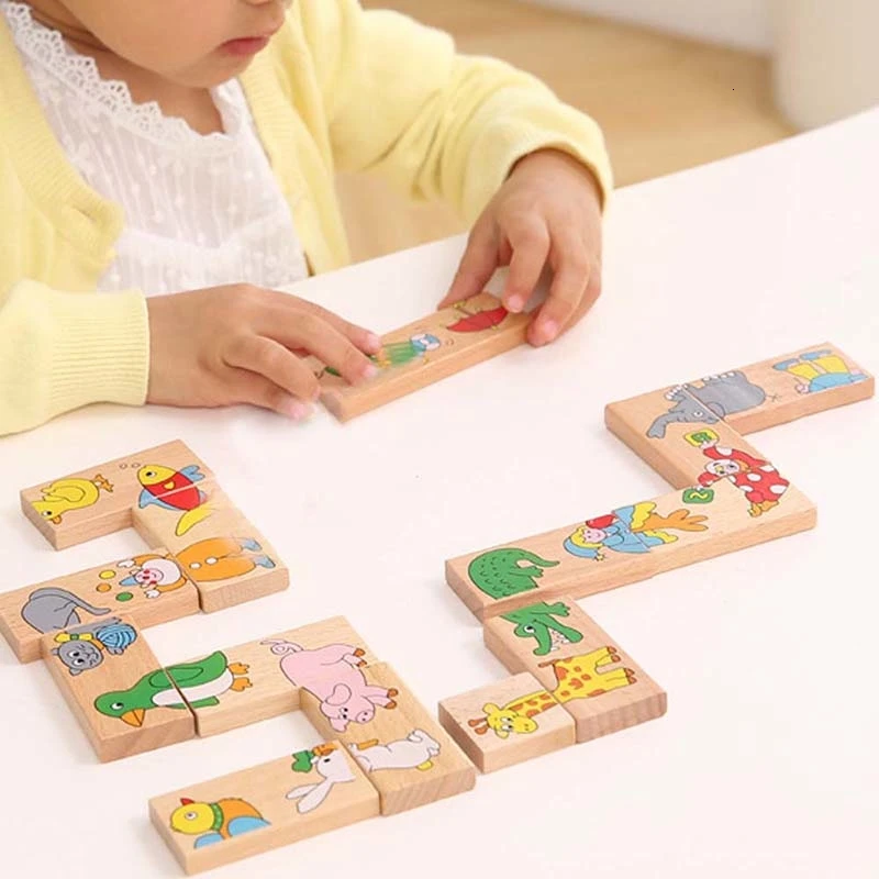 15 шт./компл. Детская игрушка с рисунком животных строительная последовательность