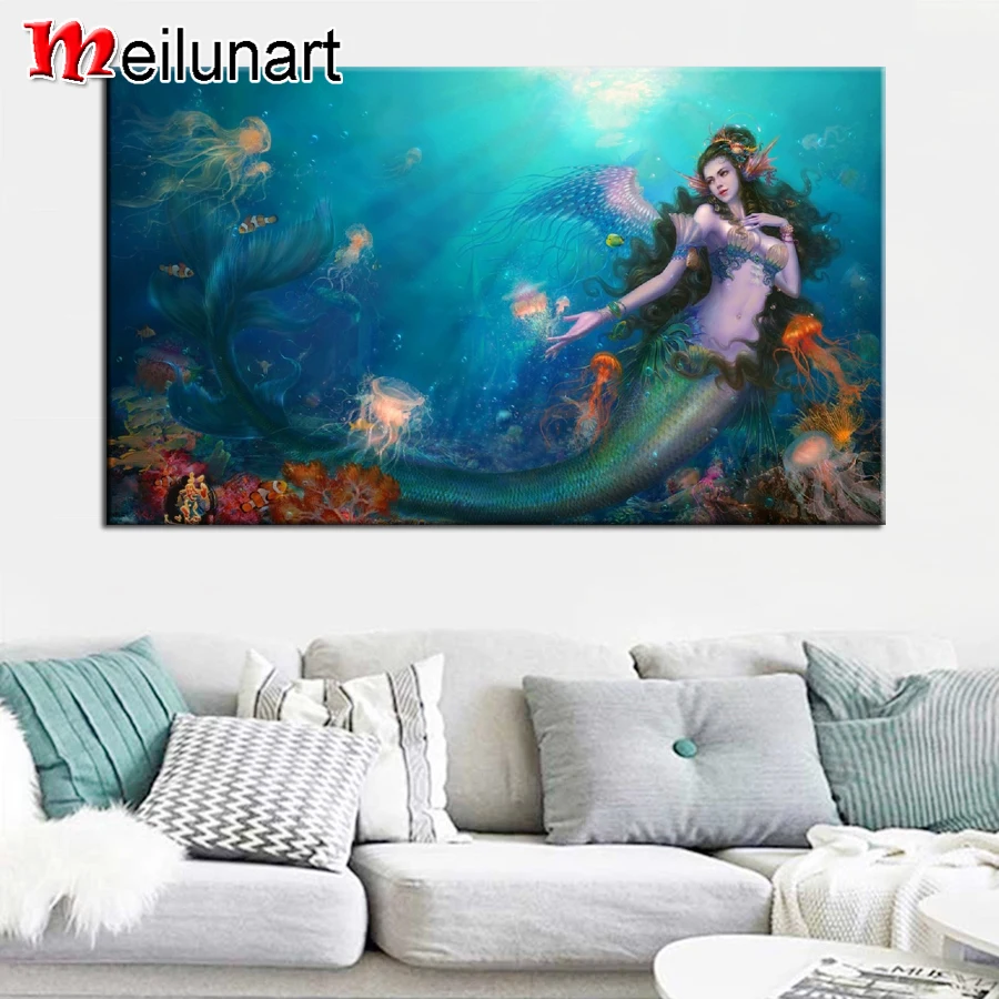 

Мозаика «Русалка», вышивка крестиком, картина «сделай сам», 5d алмазная вышивка, красивая женщина, декоративные картины, AS1617