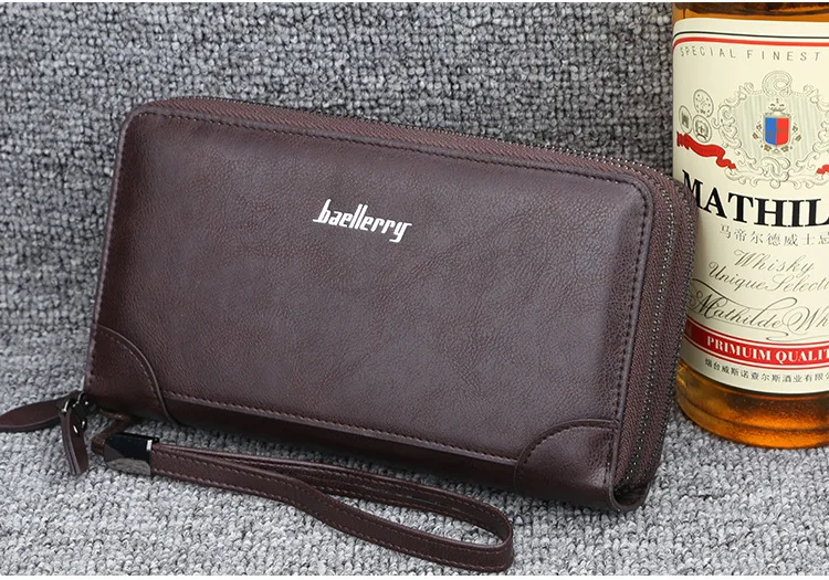Деловой бренд Baellerry, длинный мужской кошелек, двойная молния, кошельки из искусственной кожи, кошелек для мужчин, клатч, мужской держатель для карт, сумка для телефона
