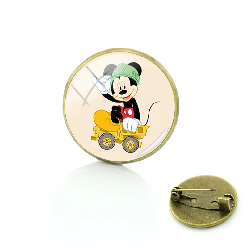 Брошь с изображением Микки из Диснея винтажная булавка круглым стеклом Мауса