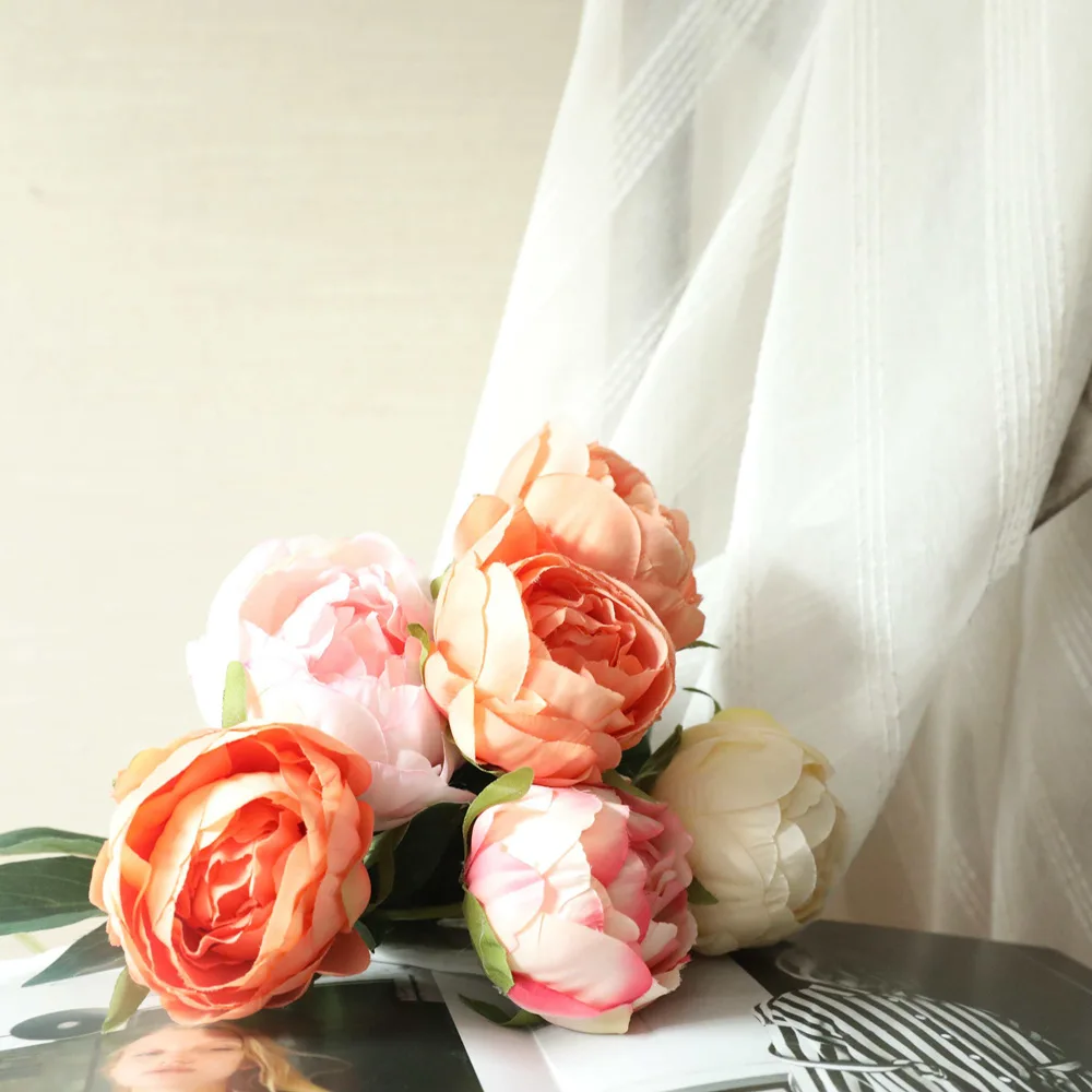 Artificial Flowers Round Roses Silk for Home Decorations Accessories Garden Wedding Display Fake Wreath | Дом и сад