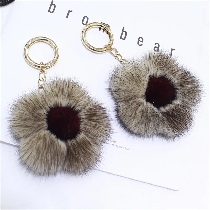 Женская мягкая сумка из норки подвеска 10 см в виде подсолнуха искусственный мех