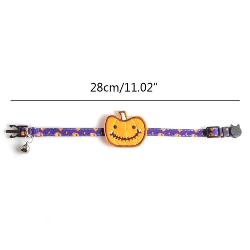 

NEW Dog Collar Halloween Cat Adjustable Collars With Bells Pumpkin Skull Themed Quick Release Puppy Collar For Small Large Pet