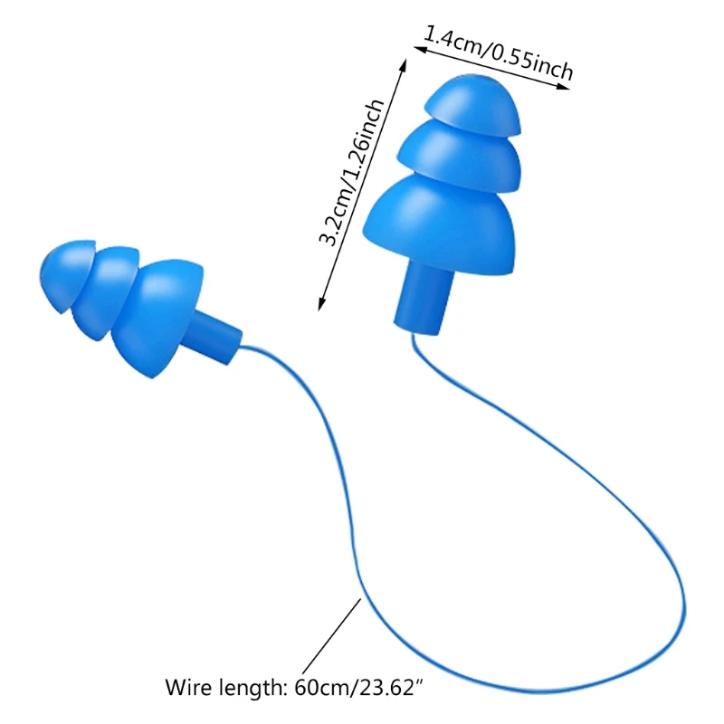 

1 Pair Reusable Silicone Earplugs Waterproof Hypoallergenic Noise Reduction Earpplugs For Sleeping/Learning/Swimming