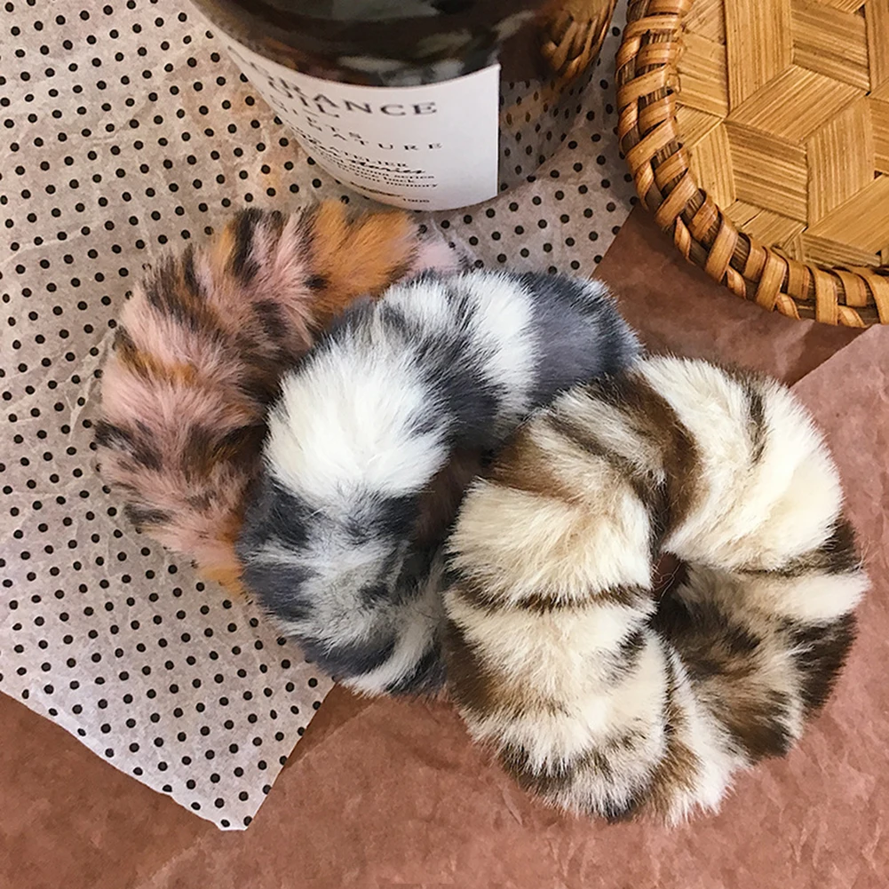 Резинка для волос из искусственного меха девочек модная эластичная заколка