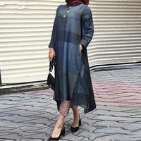palestine casual plaid pocket plus size dress muslim women long skirt abaya evening clothing islamic street shopping long skirt