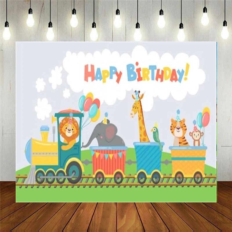 

Реквизит для фотостудии Nitree Виниловый фон для фотосъемки мультяшное животное лев поезд для детей украшение на день рождения