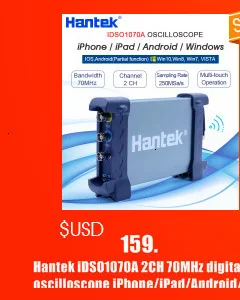 Hantek USB Виртуальный осциллограф 2 CH 20 МГц 48MSa/s цифровой осциллограф для ПК 6022BE 6022BL+ 16 Каналы логический анализатор 50/80/100/200 МГц