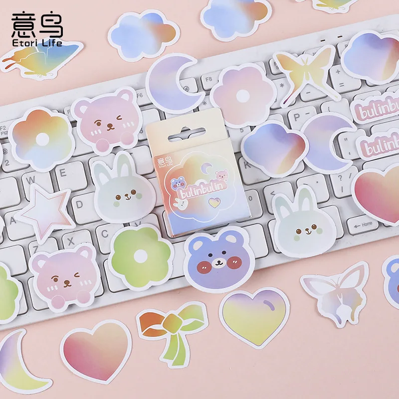 

46 pcs/box Cute cartoon animal bow Decorative Ins Sticker Scrapbooking Label Diary Stationery Album Phone Journal Planner