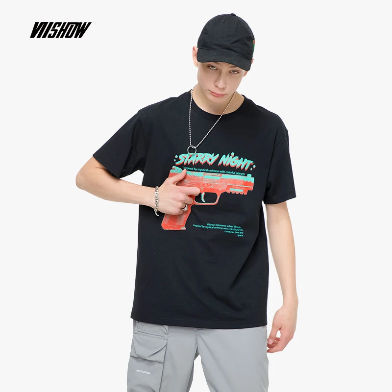 Бренд VIISHOW 2019 летняя черная футболка с короткими рукавами для мужчин печатных