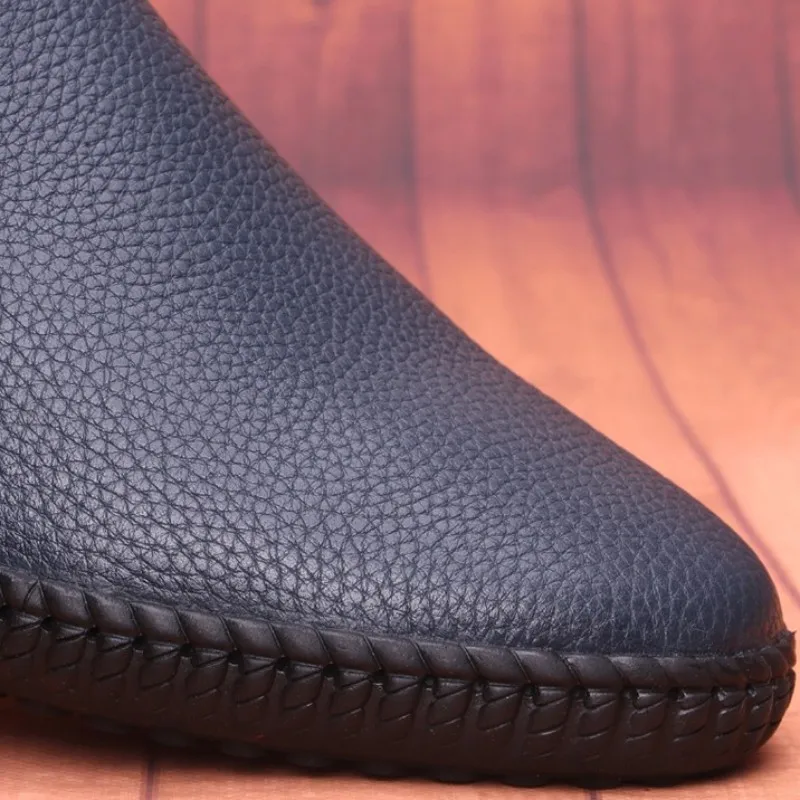 Мужские лоферы из натуральной кожи дышащая повседневная обувь на плоской