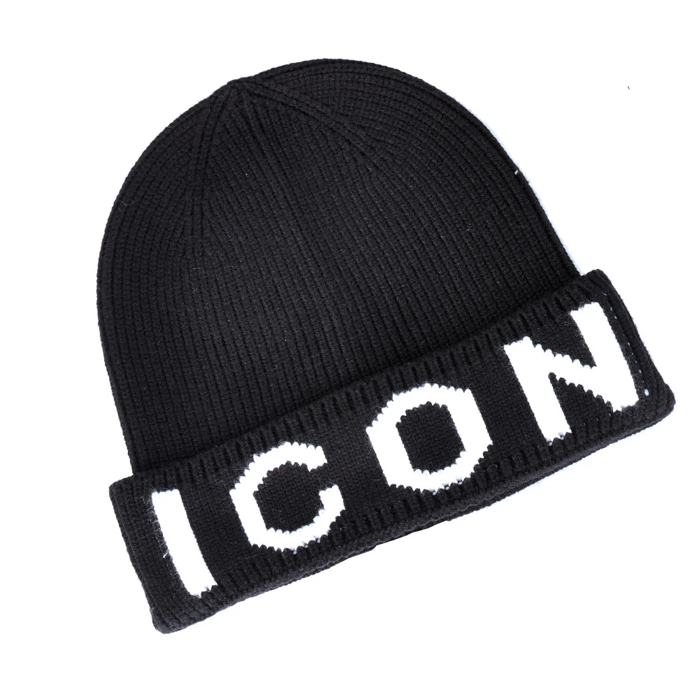 

DSQICOND2 brand Beanie Embroidery Skiing Knitted Hats ICON Logo Women Men Winter Cap Warm Baggy Beanies Knit Skullies Bonnet Cap