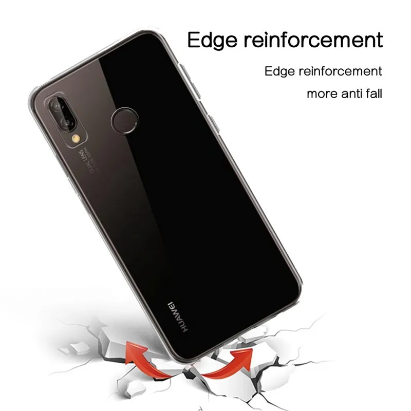 Прозрачная задняя крышка для мобильного телефона Huawei P20 Lite 2018/2019 чехол мягкий TPU