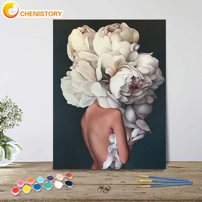 

CHENISTORY Diy Paint By Numbers Flowers Girl Kits Drawing On Canvas Painting By Numbers Abstract Figure Acrylic Paints Art Gift
