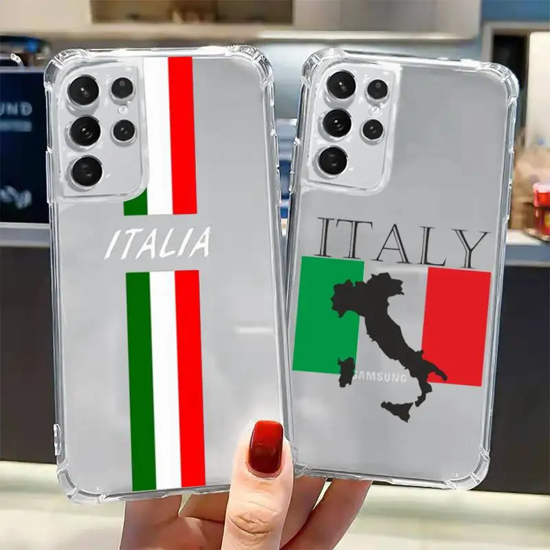 

italy flag Phone Case Transparent for Samsung A 10 21S 31 50 51 52 12 71 S note 10 20 21 fe plus ultra