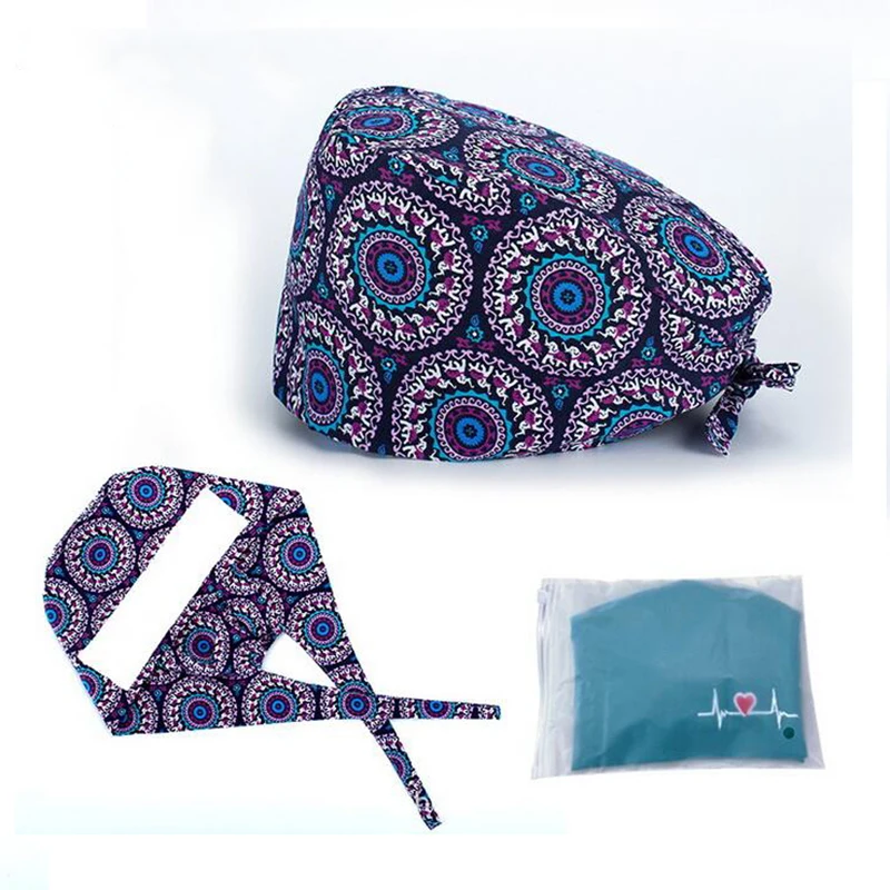 Регулируемая шапка унисекс из хлопка для медсестер с повязкой головной убор